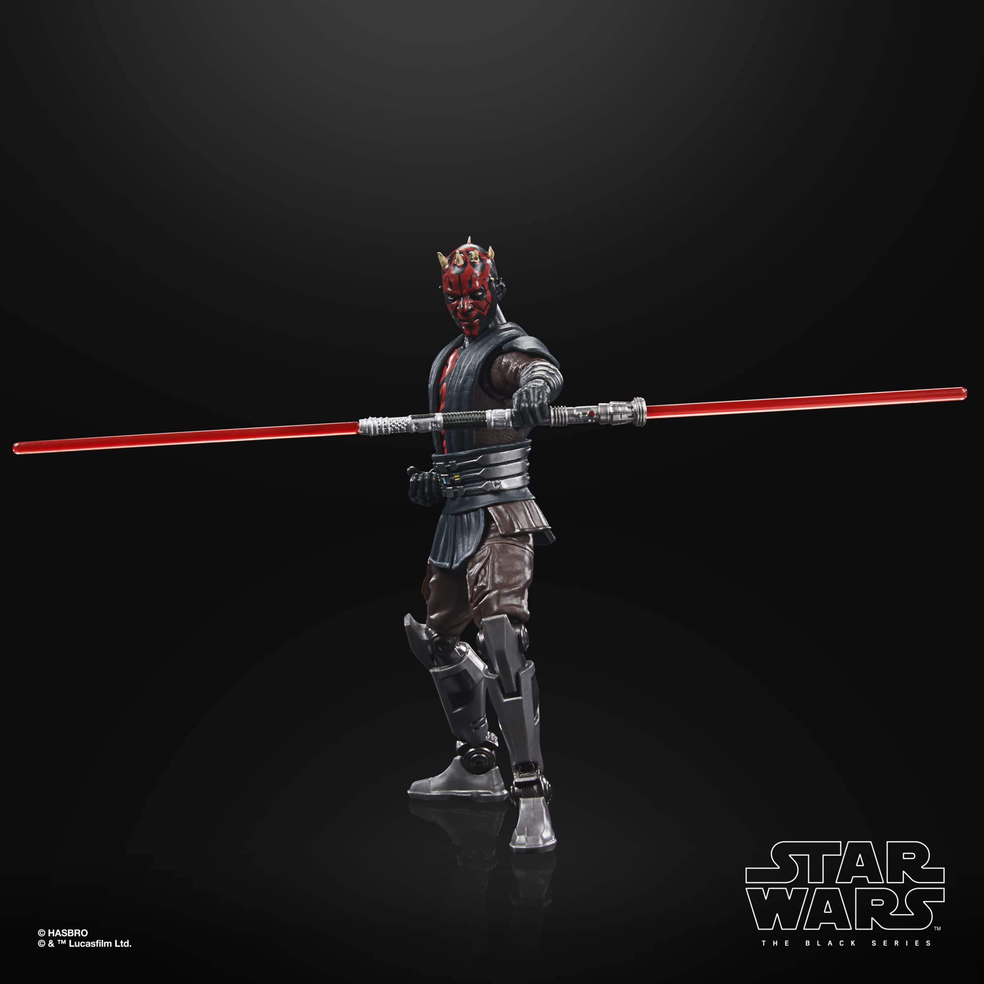 Star Wars The Black Series Darth Maul action figure with double-bladed red lightsaber