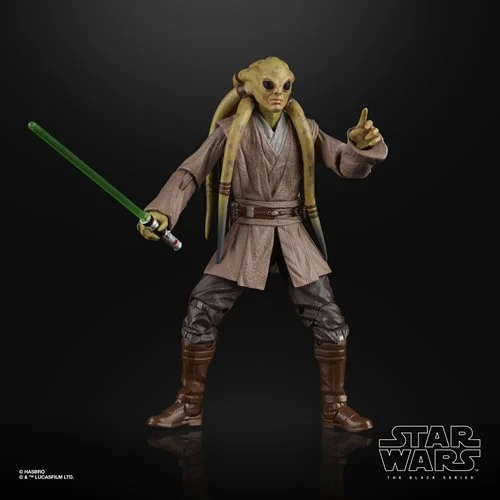 Star Wars The Black Series Kit Fisto action figure with green lightsaber