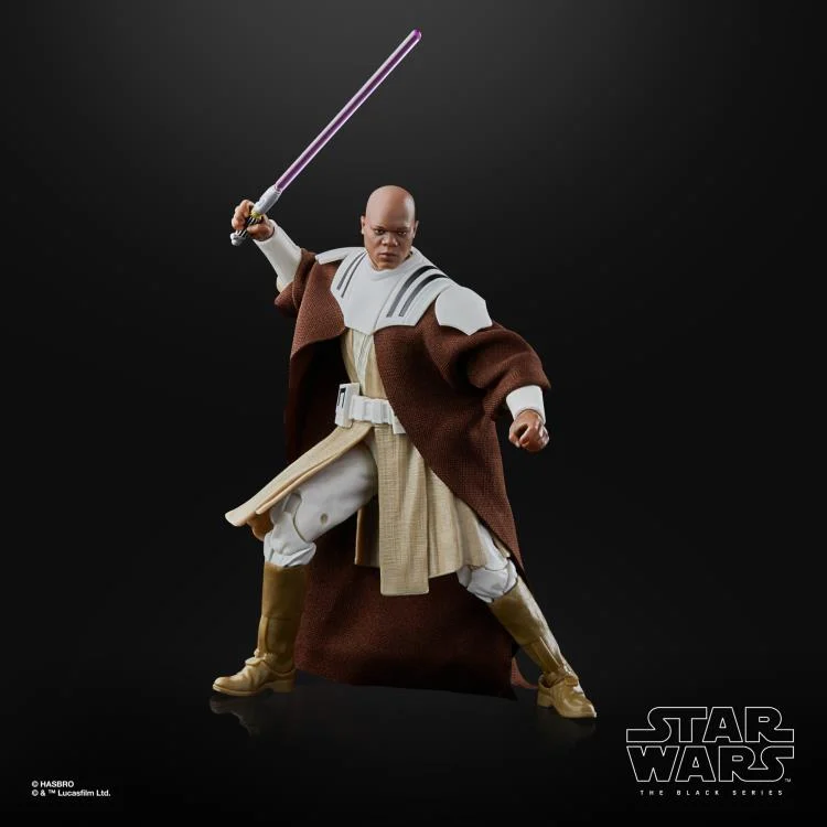 Star Wars The Black Series Clone Wars Mace Windu action figure with purple lightsaber