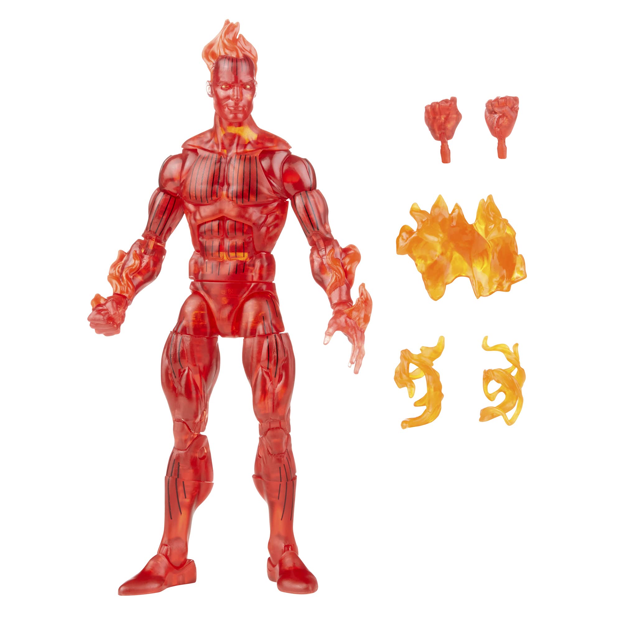 Marvel Legends retro Human Torch action figure with flame effect parts