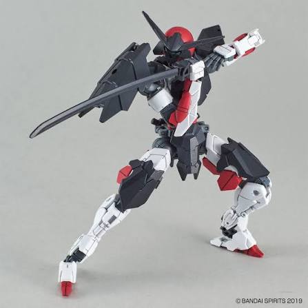 Bandai 30MM Spinitio Sengoku Type kit in black and red samurai armor