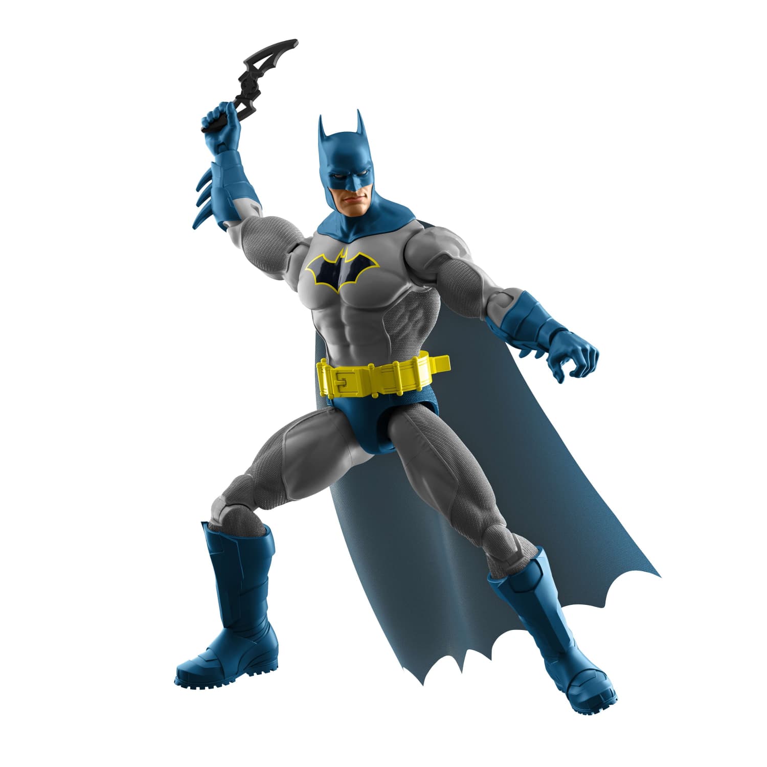 Mattel DC Premier Grey and Blue Batman action figure with batarang