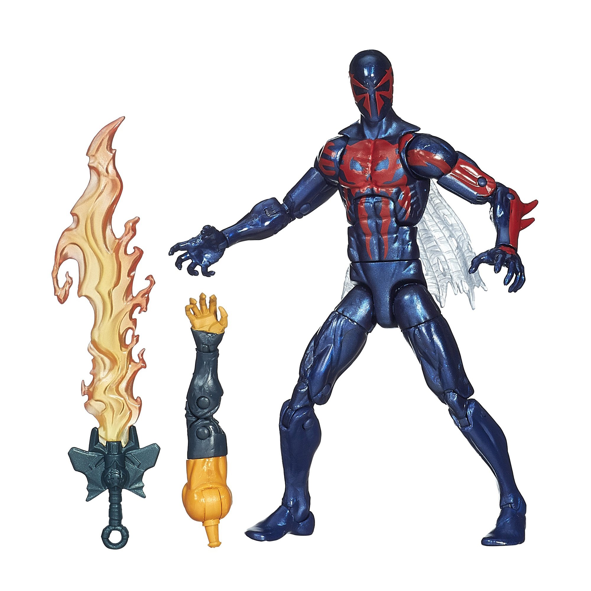 Marvel Legends Spider-Man 2099 figure with flaming sword accessory