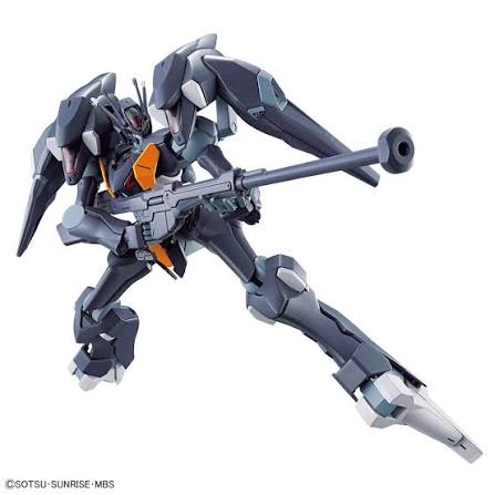 Bandai HG Gundam Pharact model kit in dark grey armor with beam rifle