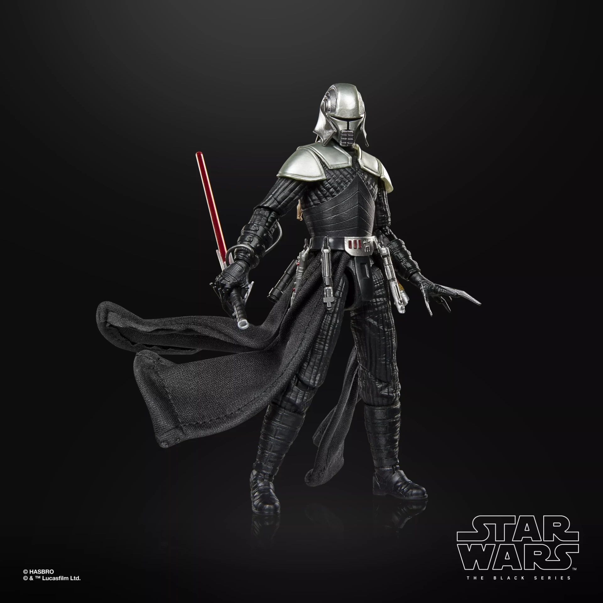 Star Wars The Black Series Starkiller action figure with red lightsaber