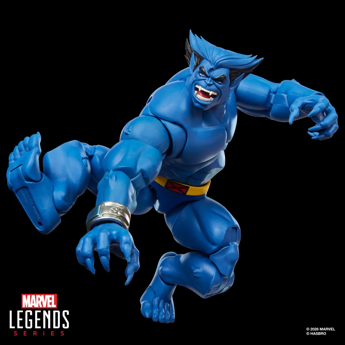 Marvel Legends Beast action figure in a leaping pose