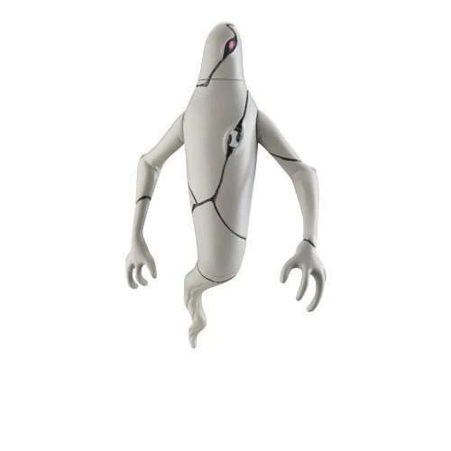 Bandai Ben 10 Ghostfreak figure in pale grey with black seams