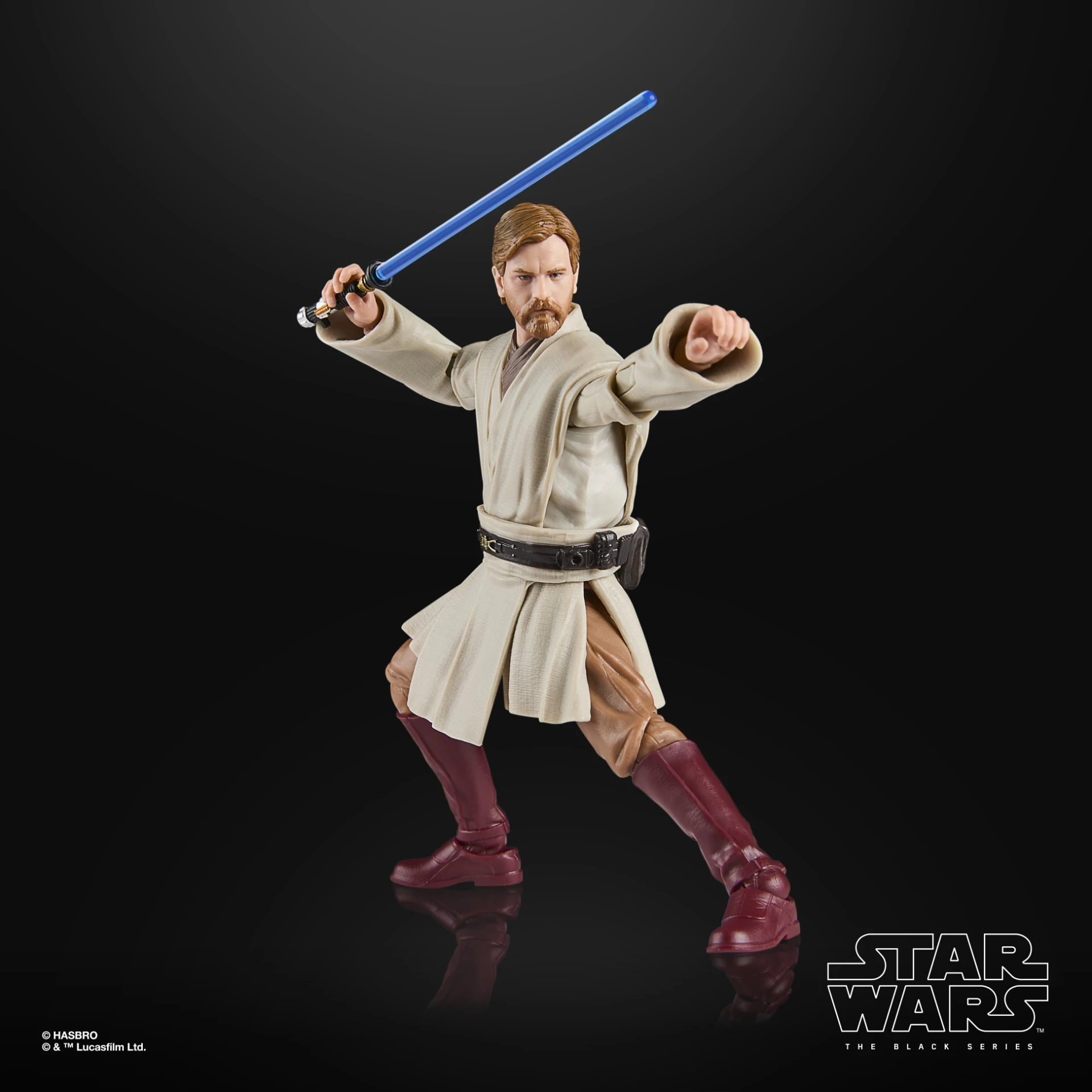 Star Wars The Black Series Obi-Wan Kenobi action figure with blue lightsaber